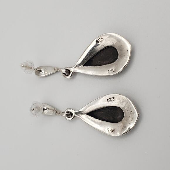 Vintage Dee Berkley Jewelry DBJ Black Onyx Sterling Marcasite Drop Earrings - Picture 3 of 8